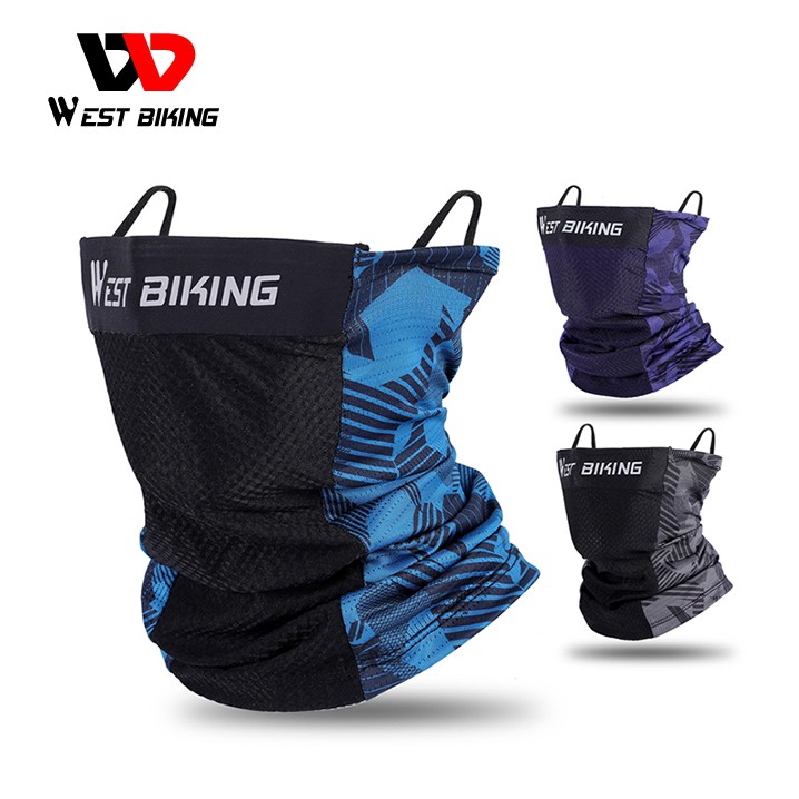 Khăn choàng cổ kiêm khẩu trang WEST BIKING vải lụa lạnh co giãn thoáng khí chống tia UV chống bụi cho xe đạp thể thao