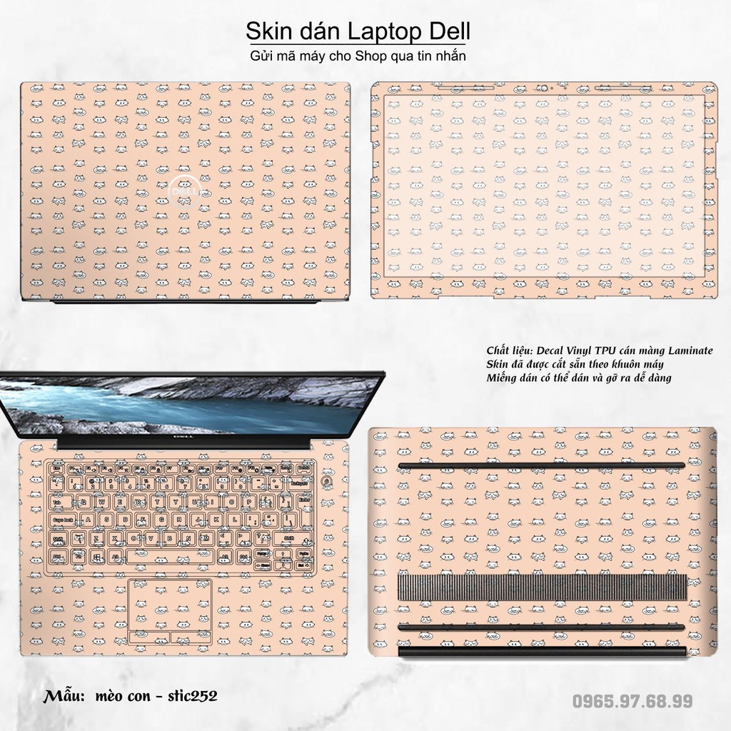 Skin dán Laptop Dell in hình mèo con - stic252 (inbox mã máy cho Shop)