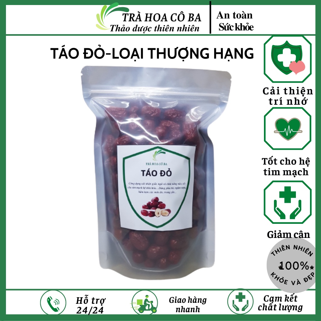 Táo đỏ, táo đỏ tân cương sấy khô thơm, ngọt, bổ máu Trà Hoa Cô Ba