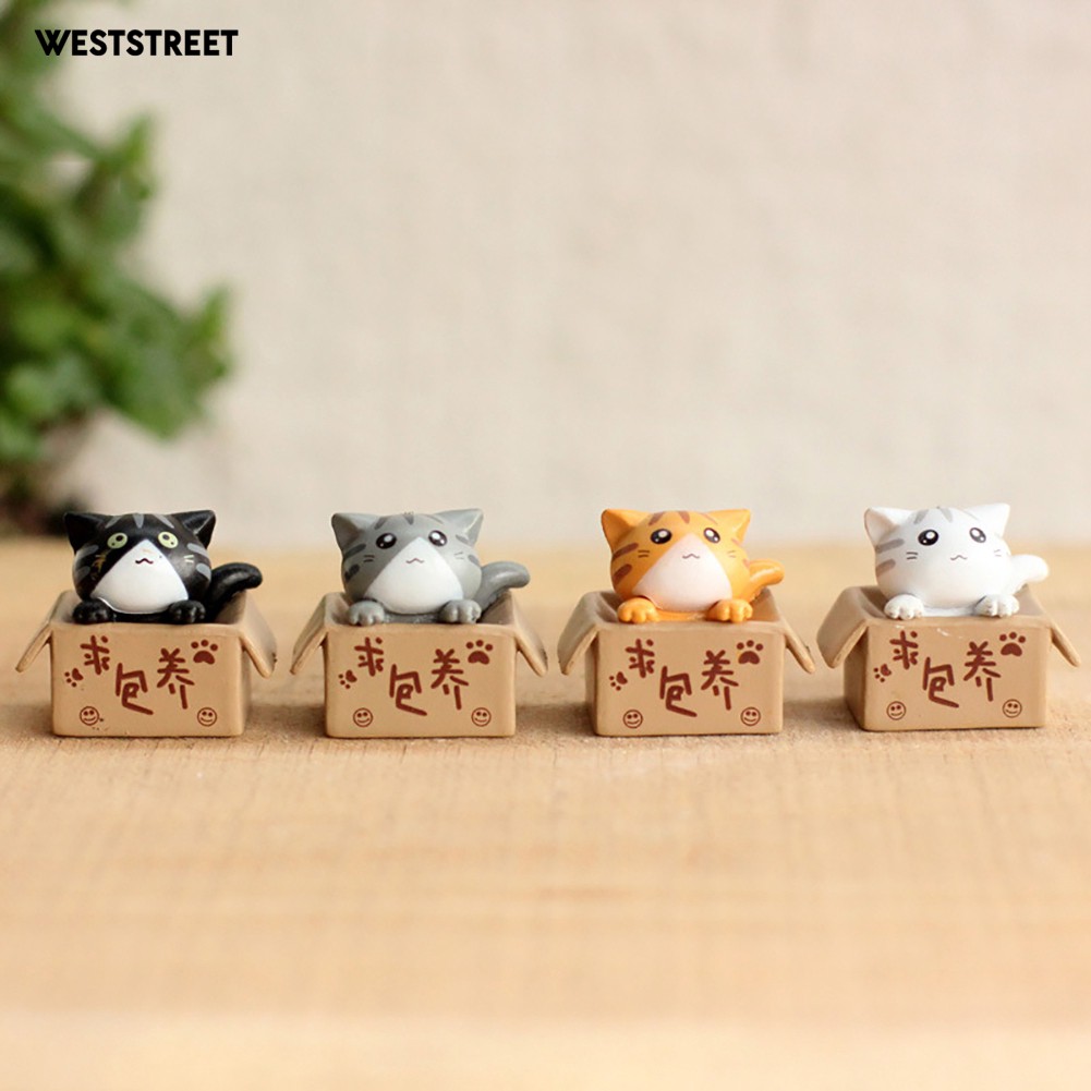 Mô Hình Chú Mèo Trong Hộp Mini Dễ Thương Dùng Để Trang Trí Nhà Cửa Tiện Dụng