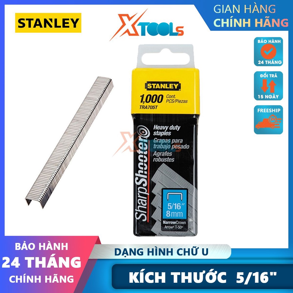 Ghim bấm cao cấp 8mm Stanley TRA705T, 1000 cái/hộp, quy cách 5/16&quot; (8mm), ghim được làm từ kim loại -CHÍNH HÃNG-XTOOLS