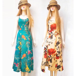 Combo 2 đầm maxi hè đi biển lưng đan dây xẻ tà 2019 (Hình thật)