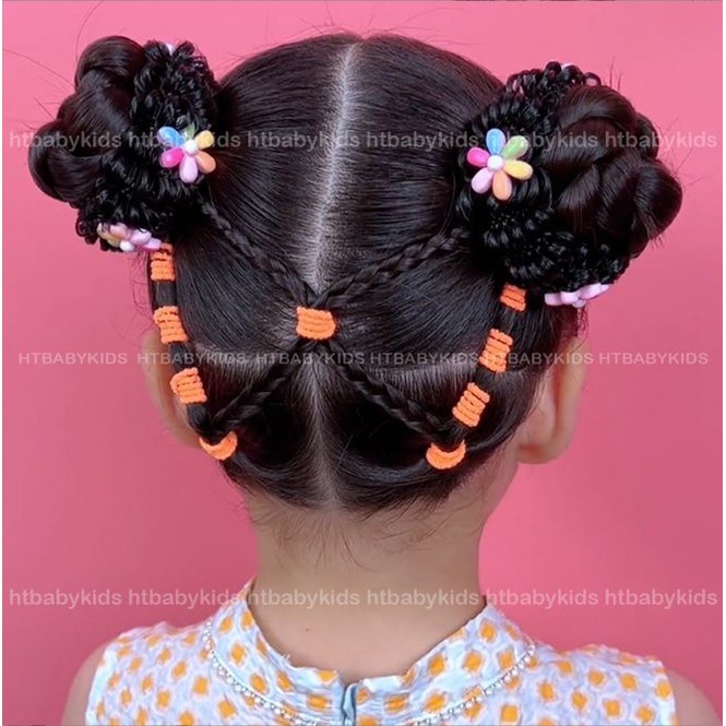 Set 2 Dây Buộc Tóc Giả Búi Tóc Natra Cho Bé