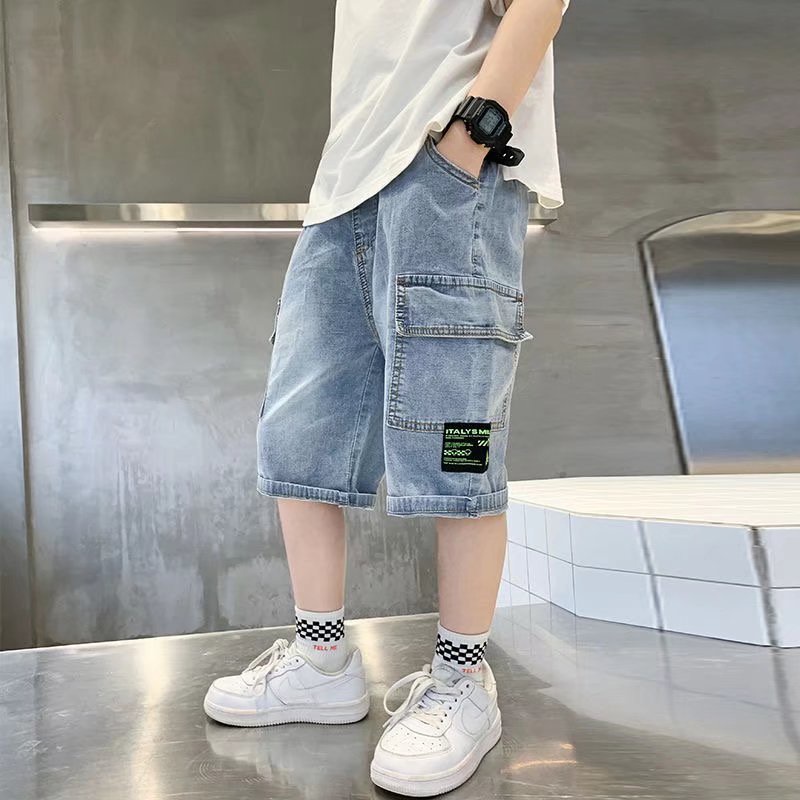 Quần short BXPB denim dáng rộng nhiều túi thời trang mùa hè cho bé trai