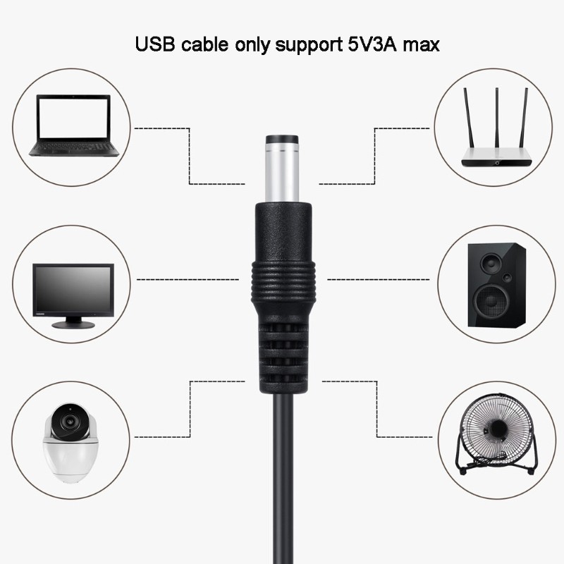 Dây Cáp Sạc 11 Trong 1 Chuyển Đổi Usb Sang Dc 5.5x2.1mm Cho Loa, Điện Thoại