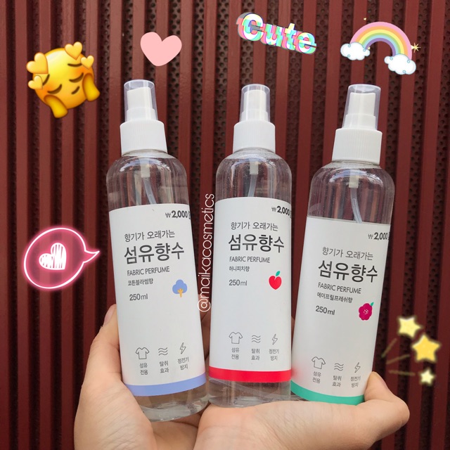 (Mã NSF020280 giảm 80K) Xịt thơm quần áo Hàn Quốc