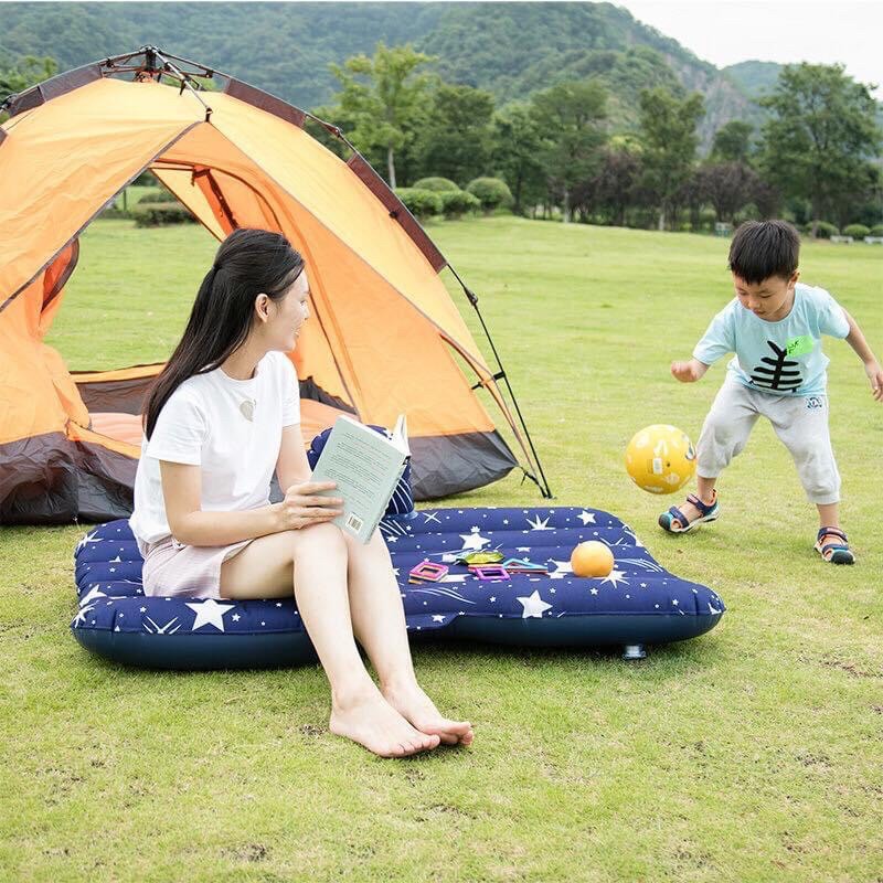 Đệm Hơi, Giường Hơi Ô Tô Vải Dù Cao Cấp Hình Sao hàng chân rời chịu tải trọng lớn không lo rách bục hỏng