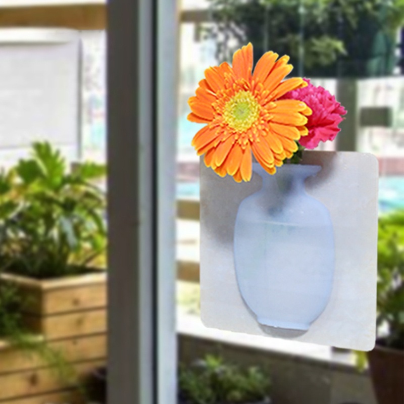 Chậu Hoa Silicone Cao Su Dính Tường Tái Sử Dụng Được