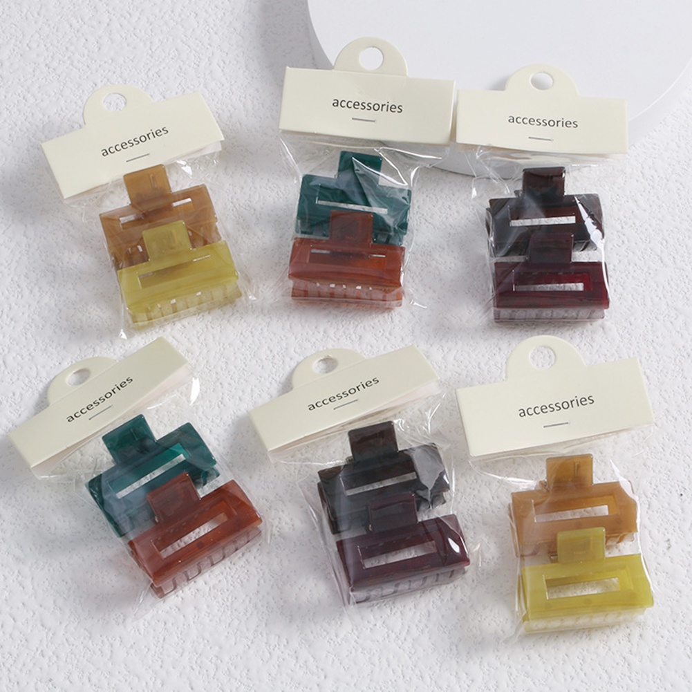 Set 2 Kẹp Tóc Nhựa 4 * 2.5cm Màu Thạch Thanh Lịch Và Đơn Giản Cho Nữ