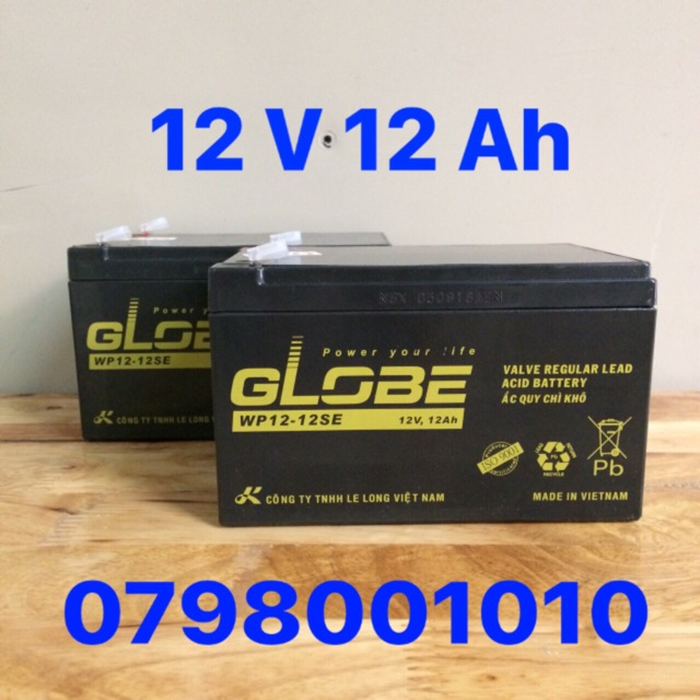 Bình Ắc Quy Khô GLOBE WP12-12SE - 12V 12Ah - KT: 151 x 98 x 93mm
