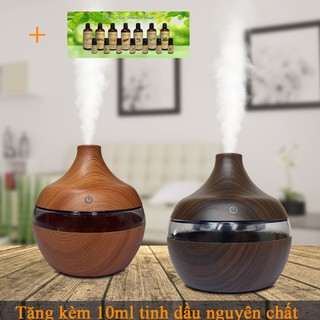 Máy phun sương, máy xông tinh dầu , máy khuếch tán tinh dầu vân gỗ đèn led 7 màu