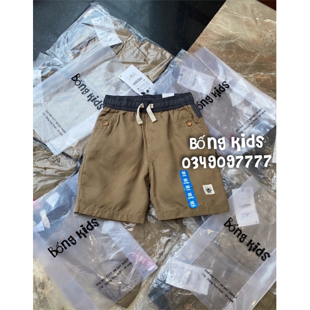 Quần Short Bé Trai Nâu Bò Mix Cúc Gỗ ZR