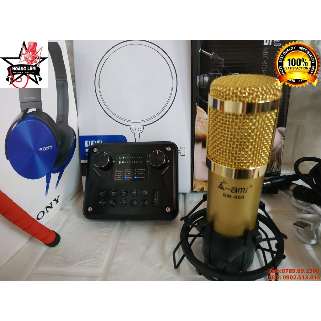 (SẬP SÀN) Trọn bộ soundcard hf6000 (s2) + micro Ami BM900 tuyệt đỉnh thu âm và livestream karaoke
