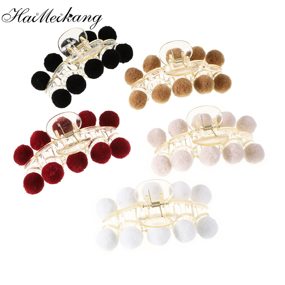 Haimeikang Kẹp Tóc Bóng Lông Thời Trang Hàn Quốc