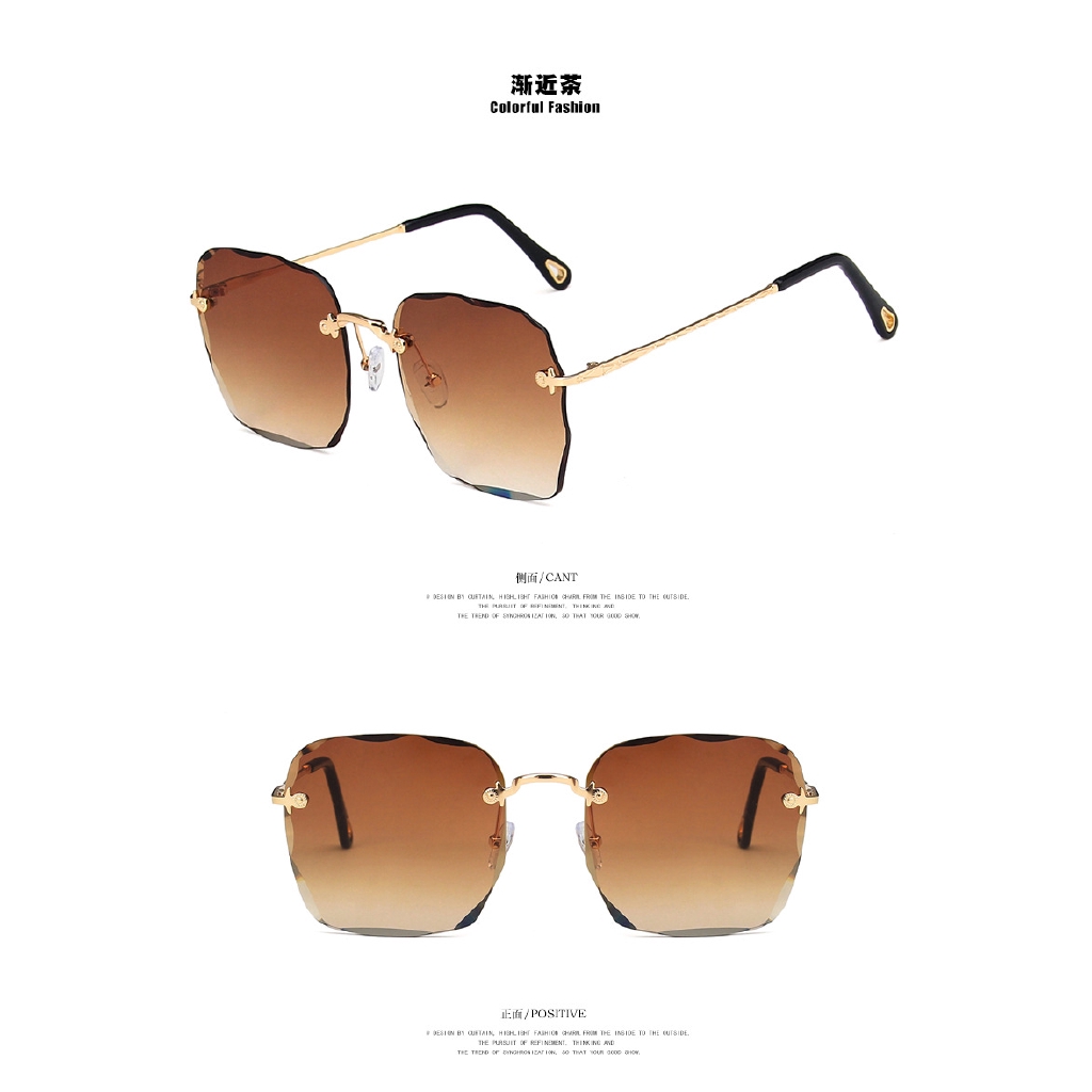 COD Korean Fashion Sunglasses for women Square Design frameless anti uv400 protection glasses