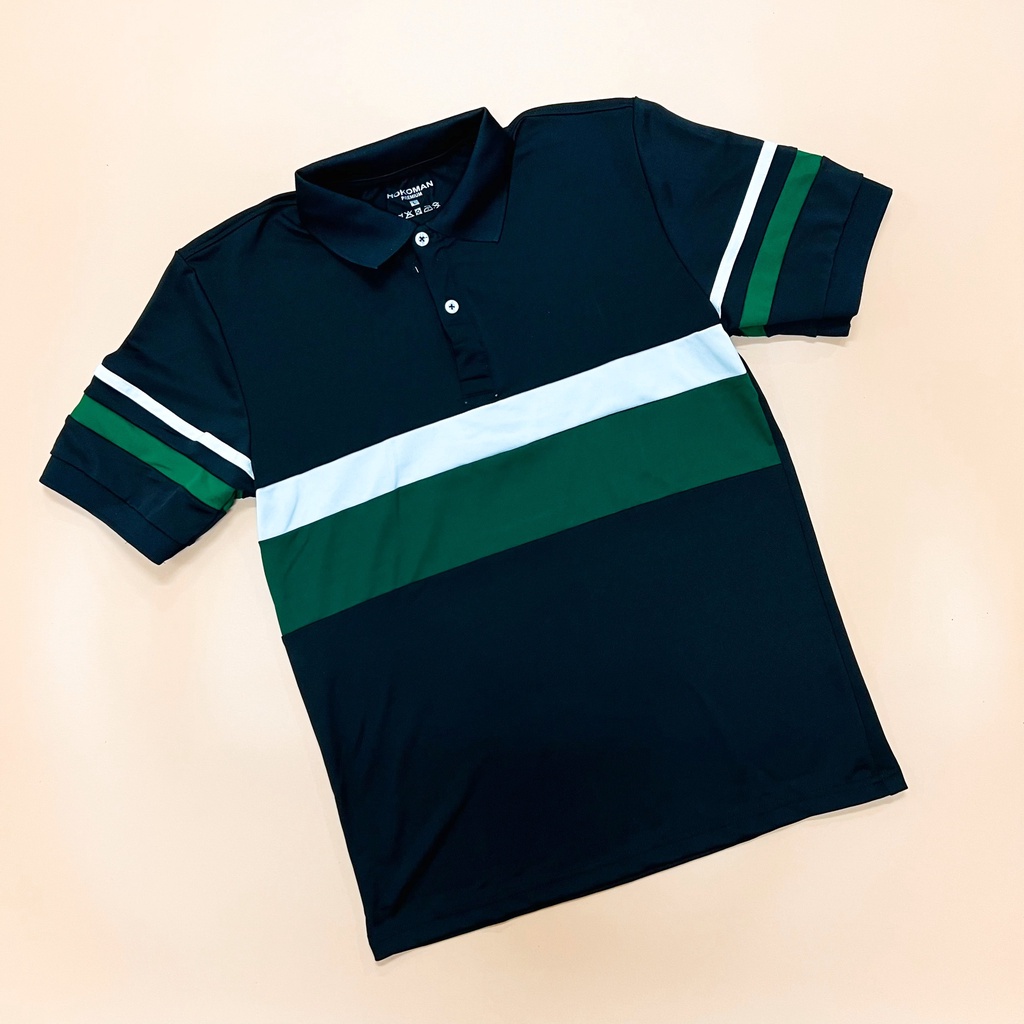 Áo polo nam cổ bẻ phối sọc ngang xanh lá chất vải cá sấu Cotton xuất xịn,chuẩn form, sang trọng - thanh lịch TB051