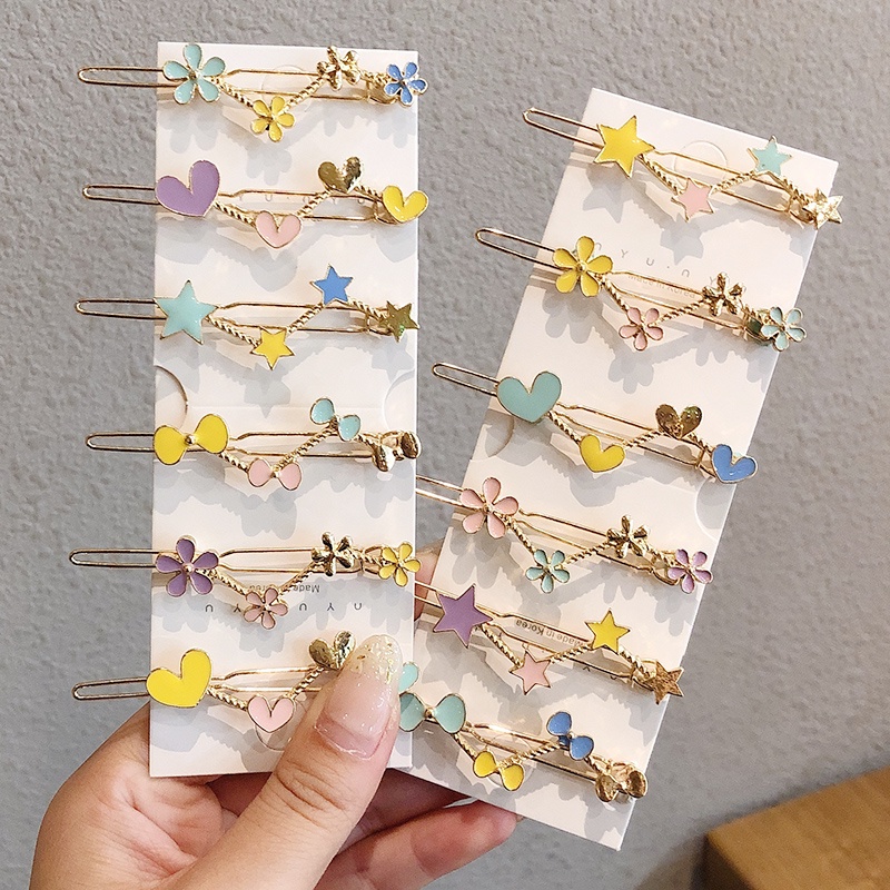 Kẹp Tóc Hình Nơ / Ngôi Sao / Bông Hoa Đơn Giản Phong Cách Hàn Quốc Cho Nữ