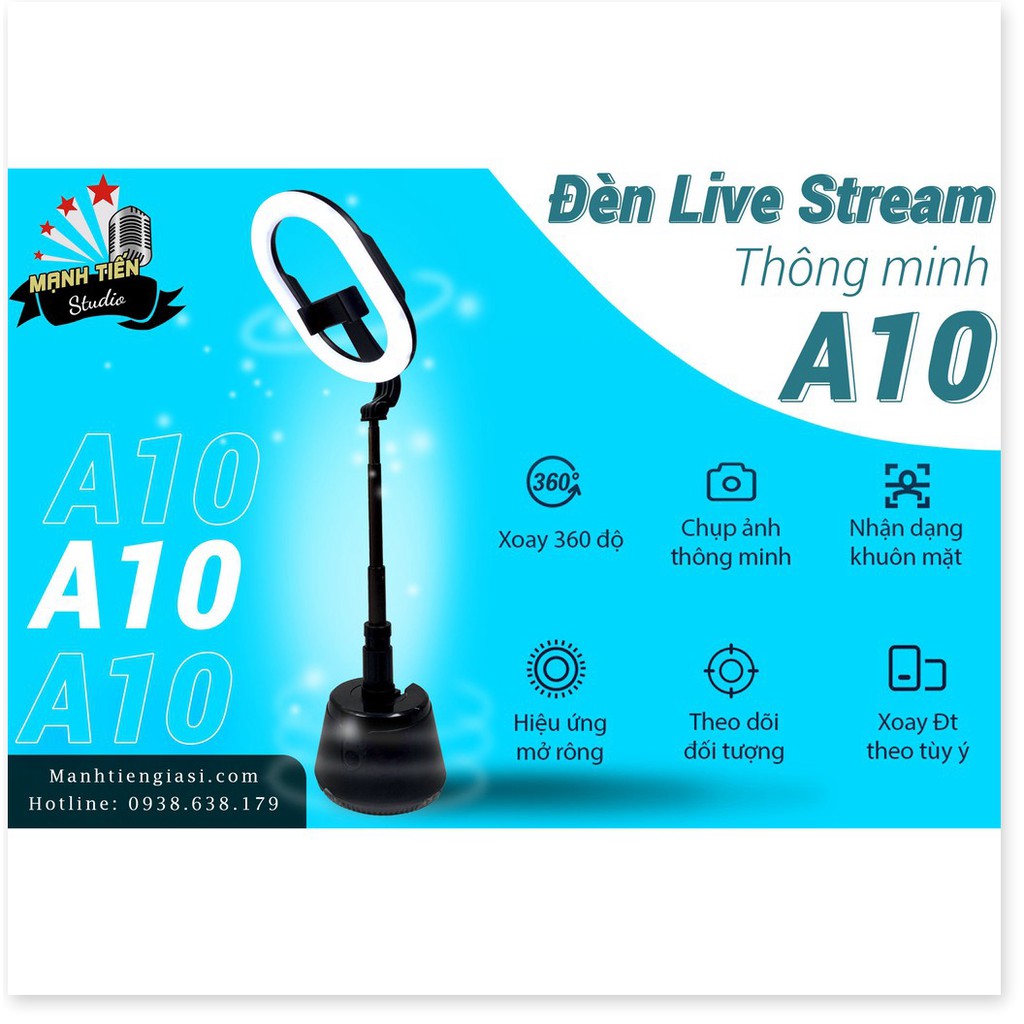 Đèn livestream điện thoại thông minh xoay 360 độ A10, Nhận diện khuôn mặt, Máy Ảnh Tự Động Đa Năng, Livestream bán hàng