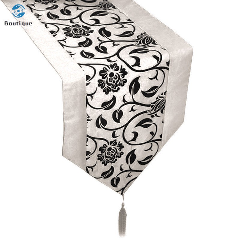 ✿♥▷ Simple Table Runner Cloth Floral Printed Taffeta Retro Decorative Wedding Bed Table Linen