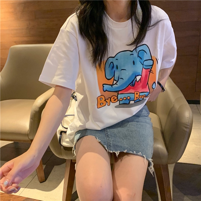 Áo Thun Ngắn Tay Cổ Tròn Dáng Rộng Thời Trang Mùa Hè Dành Cho Nữ