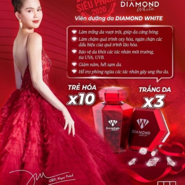 Diamond white viên uống trắng da Ngọc trinh ( chính hãng tem cào )