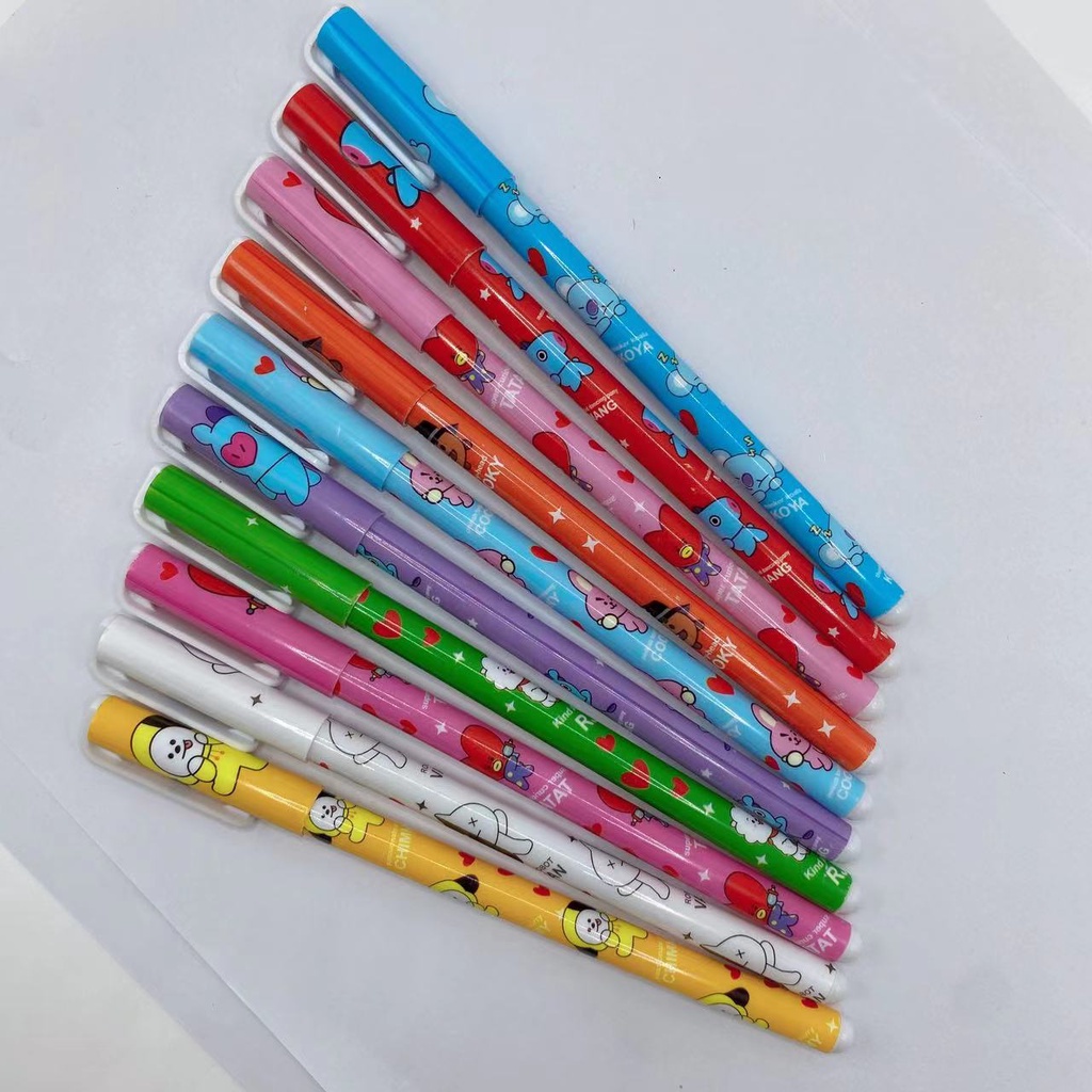 Bút gel 10 Màu Họa Tiết Hoạt Hình BTS Dễ Thương Cho Học Sinh