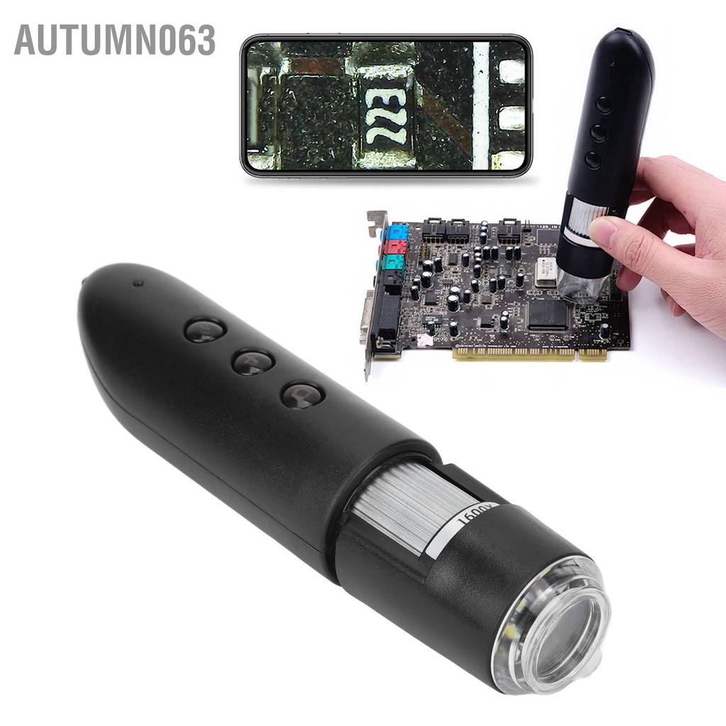Kính hiển vi kỹ thuật số WIFI không dây 1600X cầm tay siêu HD Máy dò điện tử cho da đầu nang lông Autumn063
