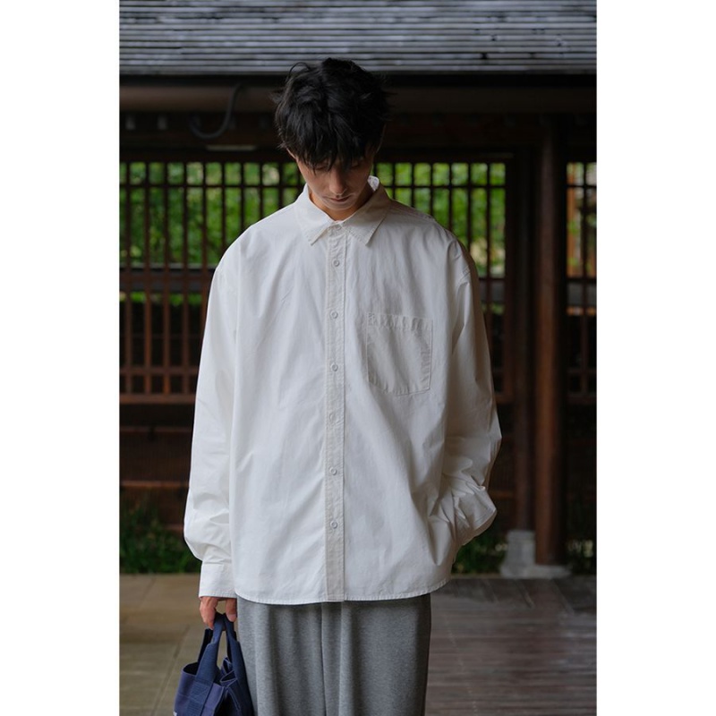 Áo Sơ Mi Tay Dài Dáng Rộng Màu Sắc Đơn Giản Phong Cách Nhật Bản Cho Nam Và Nữ