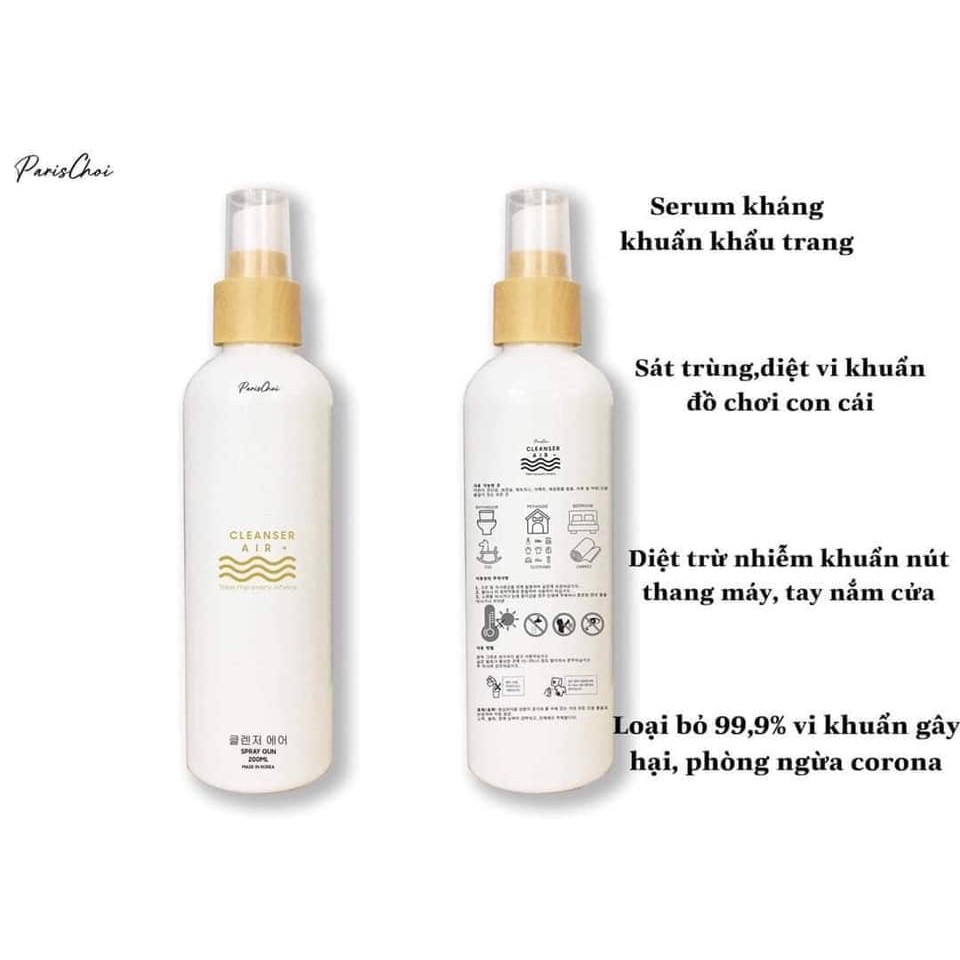 XỊT KHÁNG KHUẨN CLEANSER AIR PARIS CHOI GENIE 200ML NHẬP KHẨU CHÍNH HÃNG - 5004