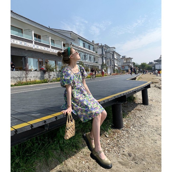 [SALE MẠNH] Váy hoa nhí cổ vuông tay bồng sang chảnh | BigBuy360 - bigbuy360.vn