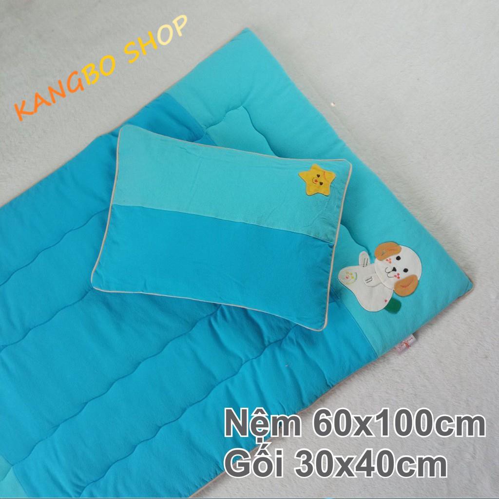 [KimHome] Bộ nệm gối trẻ em cotton cara chần gòn thương hiệu Kim Home cho bé từ 0-3 tuổi kích thước 60x100 cm giá tốt