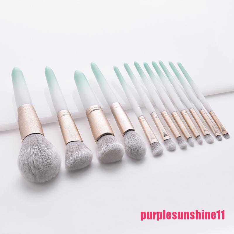 12pcs Gradient Handle Foundation Contour Eye Shadow Eyebrow Make Up Brush