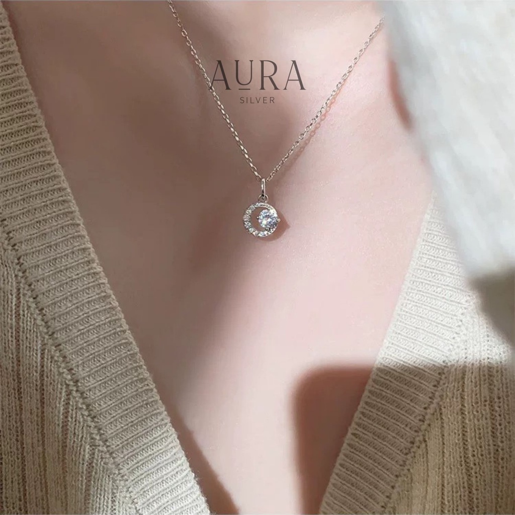 Dây chuyền bạc nữ AURA vòng cổ bạc 925 Crescent Moon-DC29