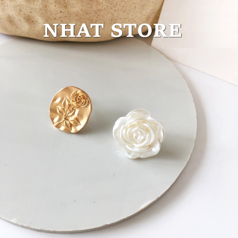 Khuyên tai nữ Basic chuôi bạc S925, bông tai Rose Nhatstore