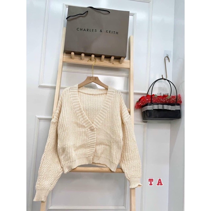 Áo khoác cadigan len cổ tím cánh rơi | BigBuy360 - bigbuy360.vn