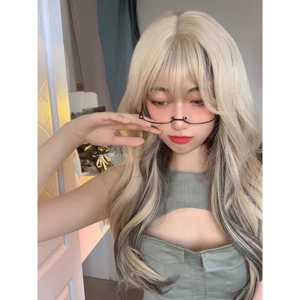 TÓC GIẢ CẢ ĐẦU / WIG TEEN LOLITA❤️ tóc giả vàng light đen xoăn cao cấp❤️ freeship 50k❤️ tặng lưới chùm tóc