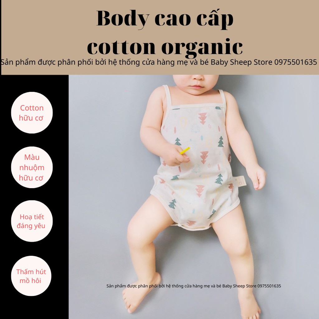 Quần áo sơ sinh 0-24 tháng ORGANIC bộ body 2 dây cho bé sơ sinh 100% COTTON HỮU CƠ TỰ NHIÊN siêu đáng yêu