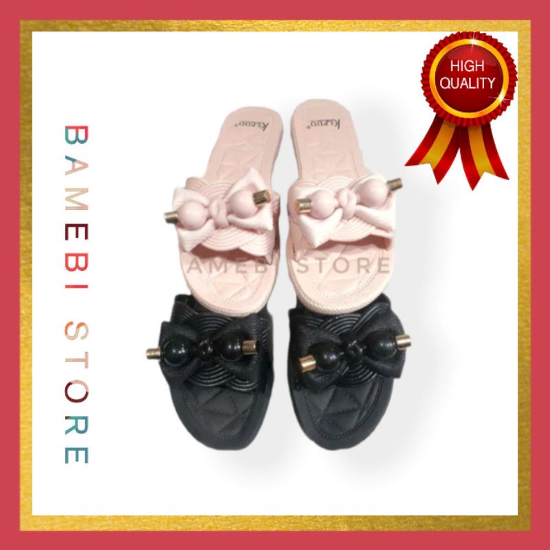 Dép quai ngang nhựa dẻo mềm đi cực êm chân có nơ 2 màu đen và hồng phấn