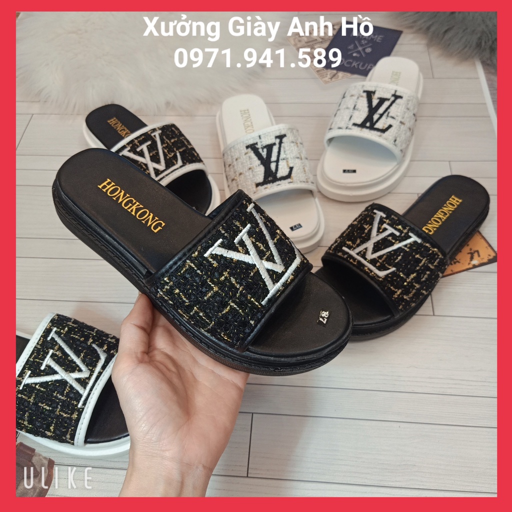 Dép Bánh Mì Dép Quai Ngang Nữ Thêu Đế PU 3 Phân Cực Tôn Dáng Siêu Nhẹ Mềm Êm Chân (Kèm Video Ảnh Thật)