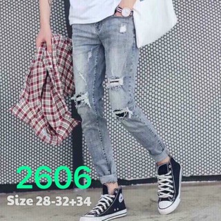  [FREESHIP] QUẦN JEAN NAM CAO CẤP CO DÃN MÀU XANH TRẮNG RÁCH GỐI RẤT ĐẸP ms2606