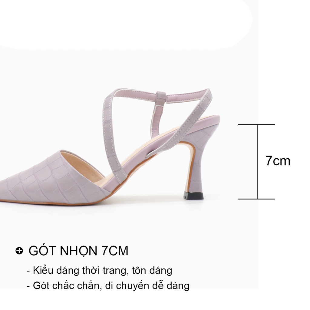 Giày cao gót nữ 7p gót nhọn dáng sandal slingback mũi nhọn bít mũi thời trang công sở đẹp bAimée &amp; bAmor - MS1542