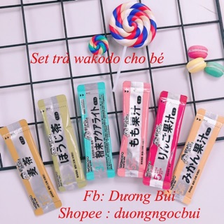 Set trà wakodo dùng thử cho bé : Trà xanh/ lúa mạch/ điện giải/hoa quả[Date 2021]
