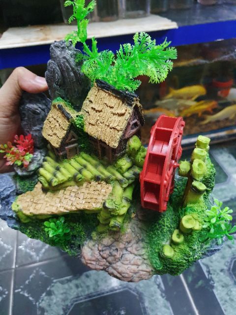 CẢNH NÚI BÁNH QUAY TRANG TRÍ HỒ CÁ NON BỘ 22x11x15cm