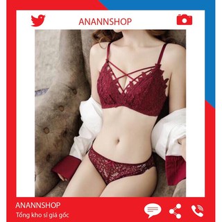 ( Anannshop ) Bộ đồ lót ren quyến rũ không gọng mút mỏng cao cấp