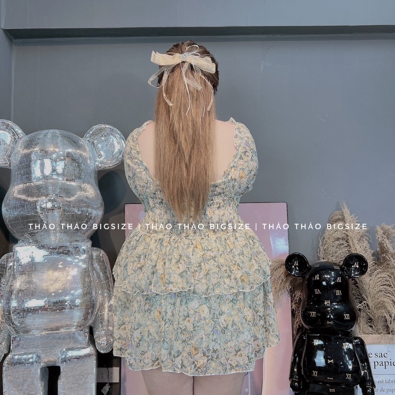 Đầm hoa voan xanh  - MÚP BIGSIZE 60-100KG