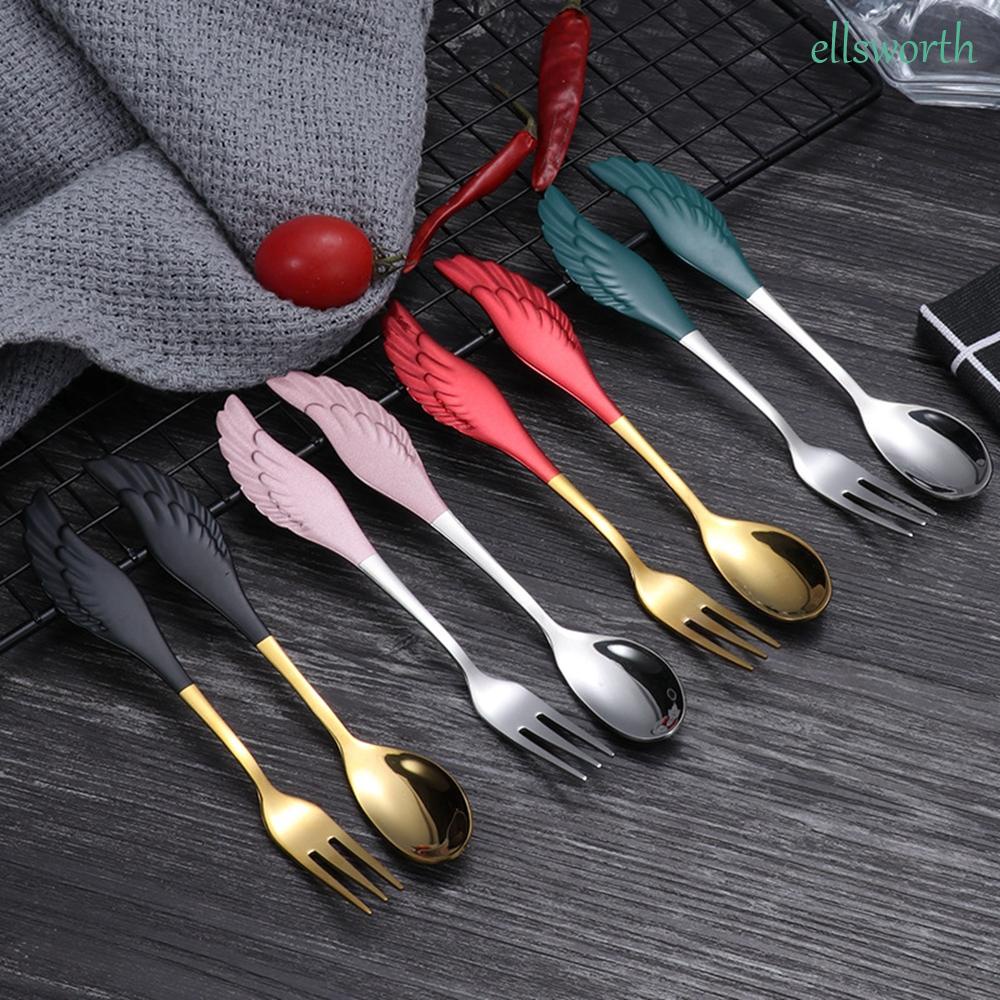 Bộ muỗng nĩa hình cánh thiên thần bằng thép không gỉ 304