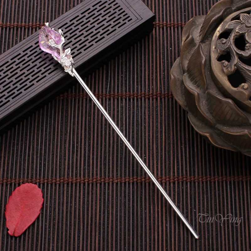 GETNOIVAS Trâm cài tóc hình chiếc lá kiểu dáng cổ điển phong cách Trung Hoa dành cho nữ