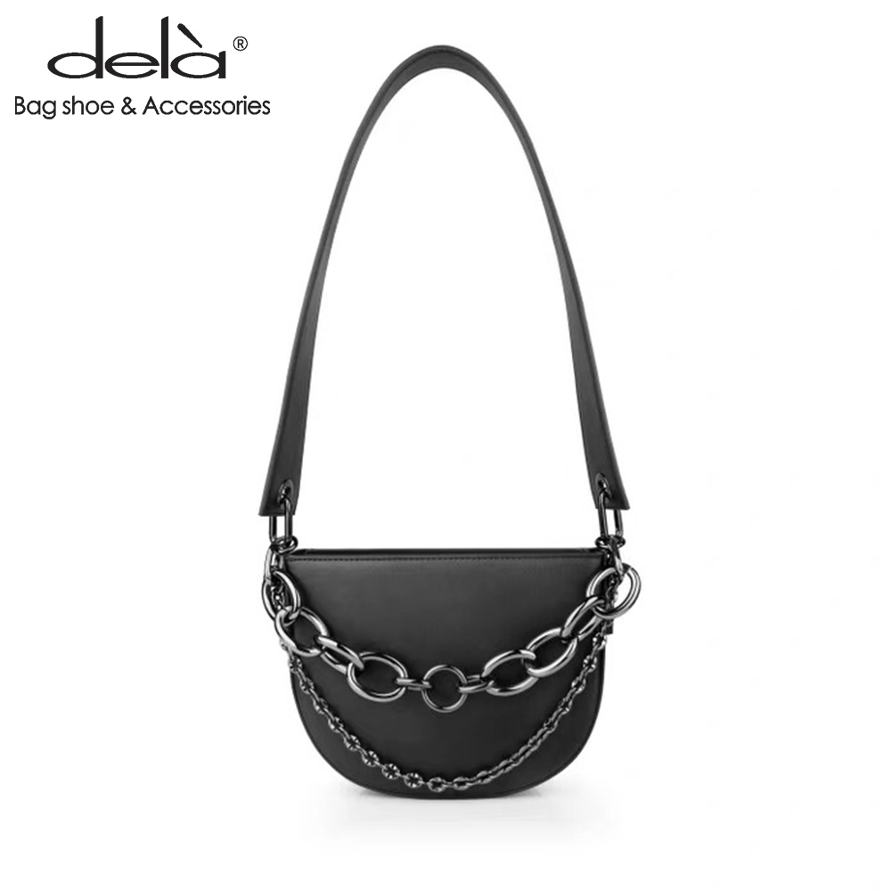 Dela ins Túi Xách Đeo Vai Hình Bán Nguyệt Phối Dây Xích Thời Trang Hàn Quốc Cao Cấp Dễ Phối Đồ Cho Nữ