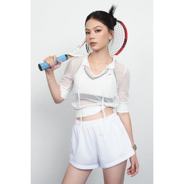 Áo lưới Maybi dáng rộng tay lửng bo tay