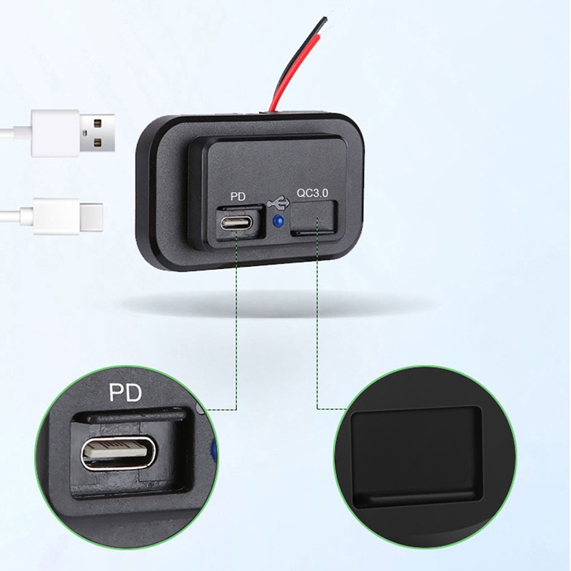 Ổ cắm sạc trên ô tô SEAMETAL PD QC3.0 hai cổng USB 12V-24V cho xe hơi/ xe tải/ RV/ ATV